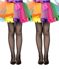 VINICUNCA Girls High Waist Fishnet Tights Dance One Size, 2 Pair Black