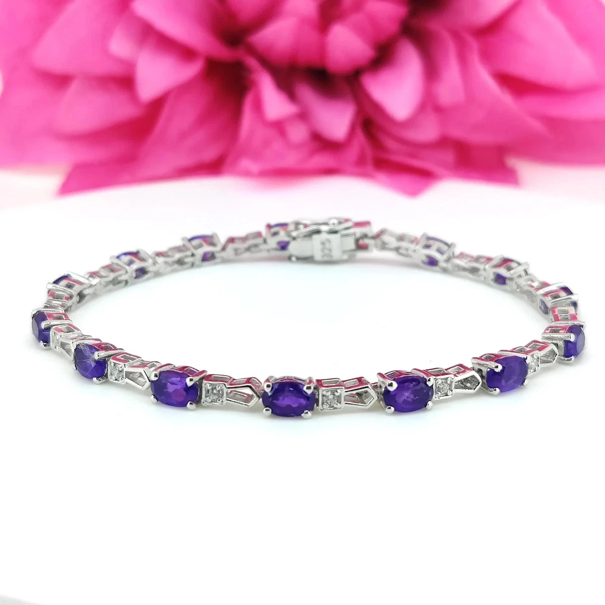 Amethyst Tennis Bracelet Sterling Silver February Birthstone Bridal Jewelry Gift