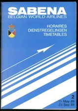 Sabena Belgian World Airlines System airline Timetable 5/15 - 9/23 1989