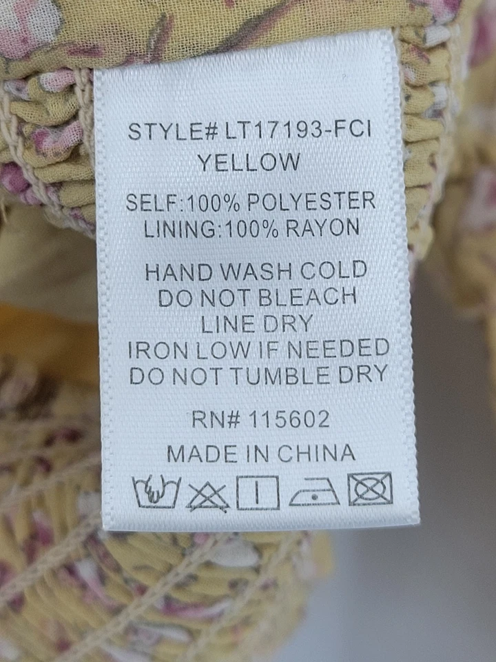 Top Lush Anthropologie Mujer Pequeño Amarillo Floral Recortado Volantes Manga Campana Foto 4 de 4