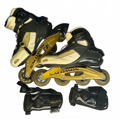 Vintage Salomon TR10 Inline Skates Gold Frame with Wrist Guards