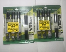 2x Pilot V Board Master Dry Eras Whiteboard Markers Black Pack of 3 / 2 Refills