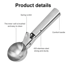 Stainless Steel Ice Cream Scoop Heavy Duty Ice Cream Fruit Scooper with Trigger