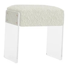 Vanity Stool Chair and Pouf Ottoman-Modern Multifunctional Vanity Stool White