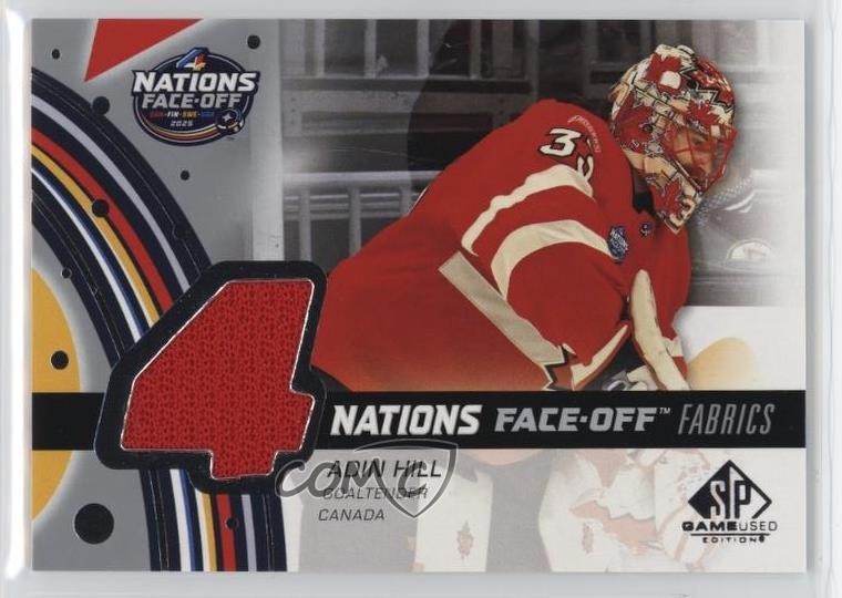 2025 SP Game Used 4 Nations Face-Off Fabrics Team Canada Adin Hill #4N-AH 1tj3
