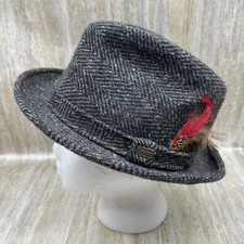 Dobbs Fifth Ave New York Fedora Hat Gray Size 7 Harris Tweed