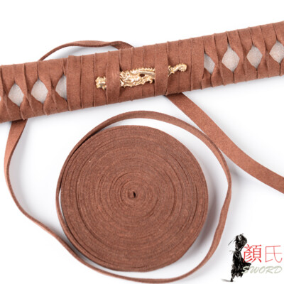 Genuine Leather Ito Coffee Cord For Japanese Samurai Sword Katana Tsuka