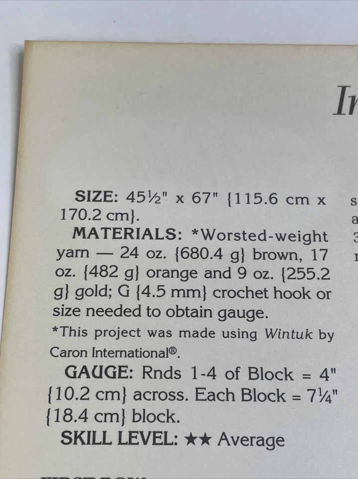 Indian Summer Afghan Victorian Elegance Crochet Pattern Card Needlecraft Shop - Image 3 of 4