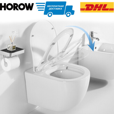 Spülrandloses Wand Hänge WC Spülrandlos Keramik Toilette softclose WC-Sitz DHL
