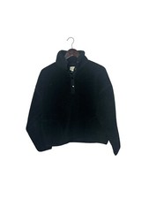 J Crew AS914 Small black Polartec Sherpa Fleece Half-Snap Pull-Over Jacket