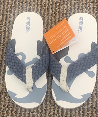 Gymboree Yacht Club Boys Flip Flops Size 11-12 Anchors Nwt 