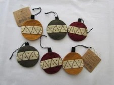 Cloth Ornament Christmas primitive style felt bulb COLLINS 6pc GO-663 NEW