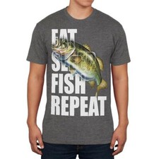 Eat Sleep Fish Repeat Bass Mens Soft T Shirt