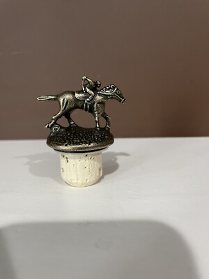 Blanton s Bourbon Whiskey Cork Bottle Stopper w/ Race Horse & Jockey Letter 'O'