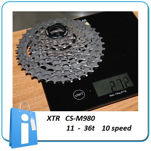 Cassette Shimano XTR CS-M980 10v 11/36 Titane Hyperglide