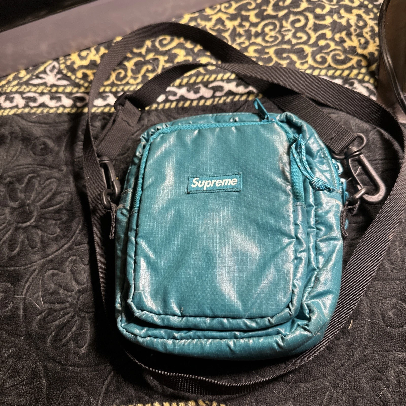 100 Authentique sac bandoulière sarcelle foncé cordura suprême ss17 logo boîte