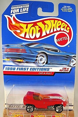 1998 Hot Wheels #681 First Editions 38/40 CAT-A-PULT Red w/Chrome 5 Spoke Wheels