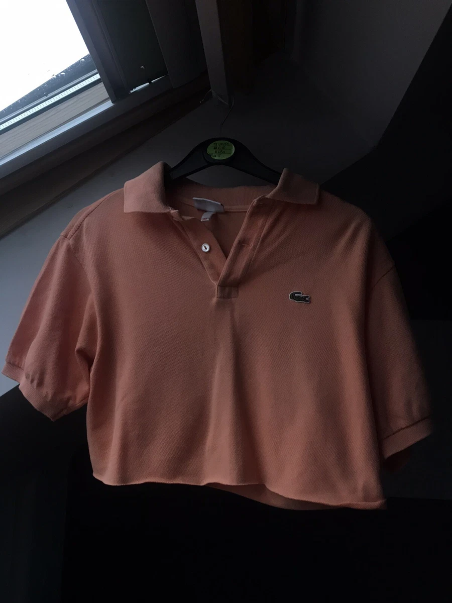 lacoste coral polo cropped womens small orange pink flamingo thrifted retro y2k