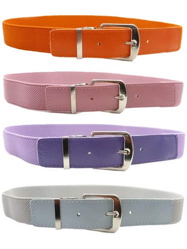 Kids/Childrens Belts. Unisex, adjustable, Elasticated silver buckle stretch Belt - Picture 2 of 19