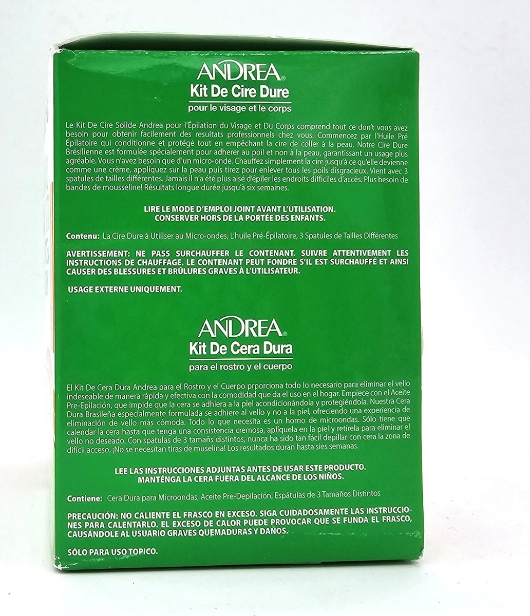 Andrea Hard Wax Kit for Face - Body 8 Oz 78462601776 for