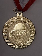 Basketball medal, Starbrite Gold, award, 2", ball, boys girls, with engraving