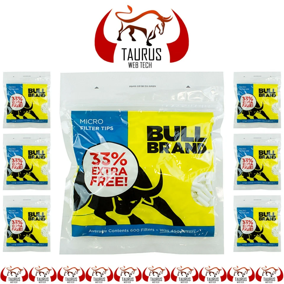 9000x BULL BRAND Micro Filter Tips 4.6mm Resealable Tobacco Smoking UK FREE P&P