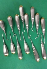 14 NEW O.R GRADE Dental Elevators Extraction Surgical Instruments W/ GOLD HANDLE