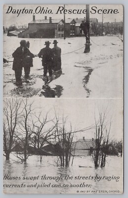 #ad #ad 1913 Dayton Ohio Flood Rescue Scene Postcard Houses Under Water Vintage $12.50