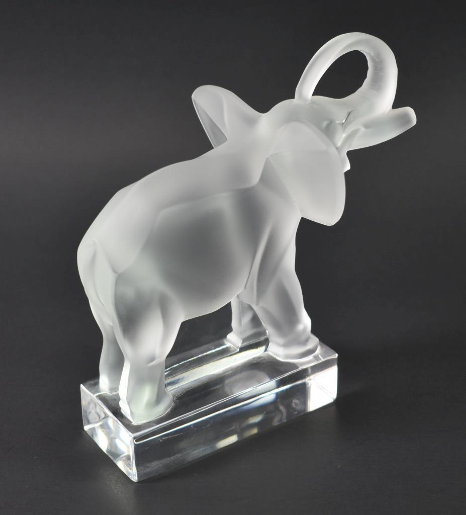 Lalique France Cut Crystal Glass Elephant On Base Sculpture | eBay
