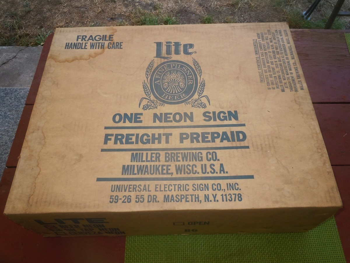 Vintage 1986 Miller Lite Neon Sign ---- ORIGINAL BOX ONLY