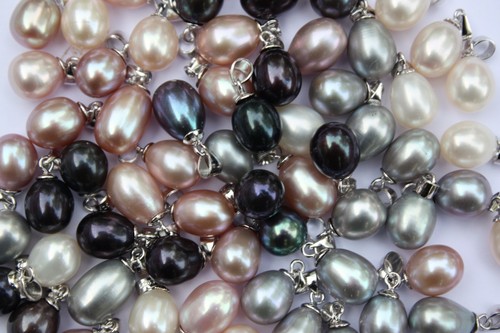 P06 ciondolo gioiello di perle d'acqua dolce senza collana catena di perle argento 925 catenina - Foto 1 di 6