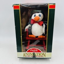 Vintage 1997 Coca-Cola Animated Penguin Rocking Chair Musical Holiday Decor