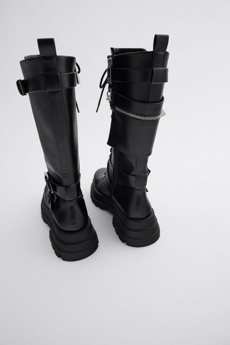 Rare ZARA Combat boots with pocket, Size 10 | eBay