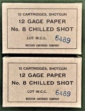 WESTERN  12 GAGE  #8 CHILLED SHOT  WWII NEW REPLICA 10 ROUND AMMO BOXES