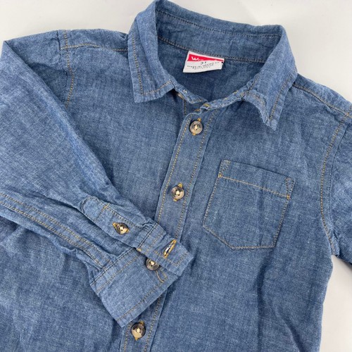 Wrangler Chambray Shirt Button Up Long Sleeve Casual Top 3T