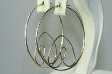 HAND WROUGHT LARGE STERLING SILVER HEART HOOP EARRINGS
