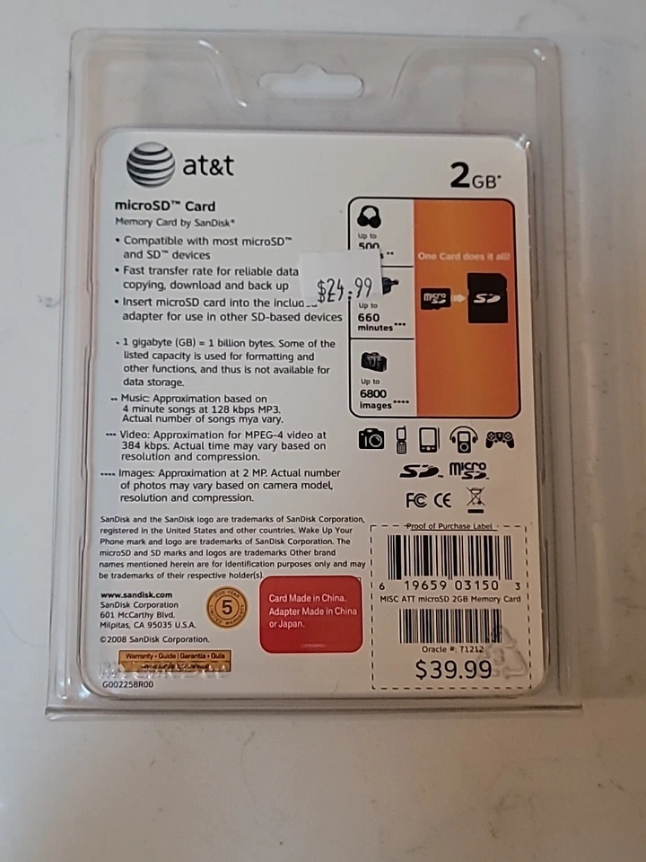 SanDisk MicroSD Mobile Memory Kit USB 2GB Electronics Phone Camera Universal - Image 2 of 2