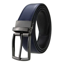 Men Double-sided Reversible Belt Genuine Leather Belt Pin Buckle Waistband Strap