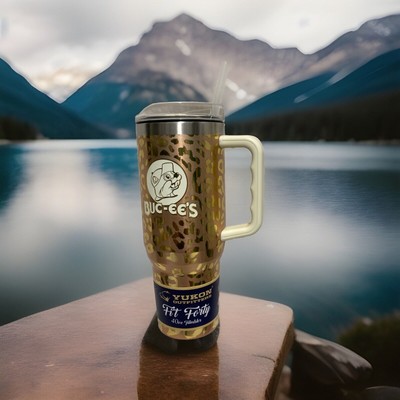 Bucees Yukon Outfitters Buc-ee s Gold Limited Cheetah 40oz Tumbler Handle Viral