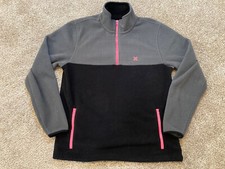 Hurley Sweatshirt Mens Medium Black/Gray Pink 1/4 Zip 90s Polar Fleece Pullover