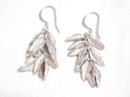Vintage Sterling Silver Dangle Leaf Earrings AE101 - Picture 8 of 10