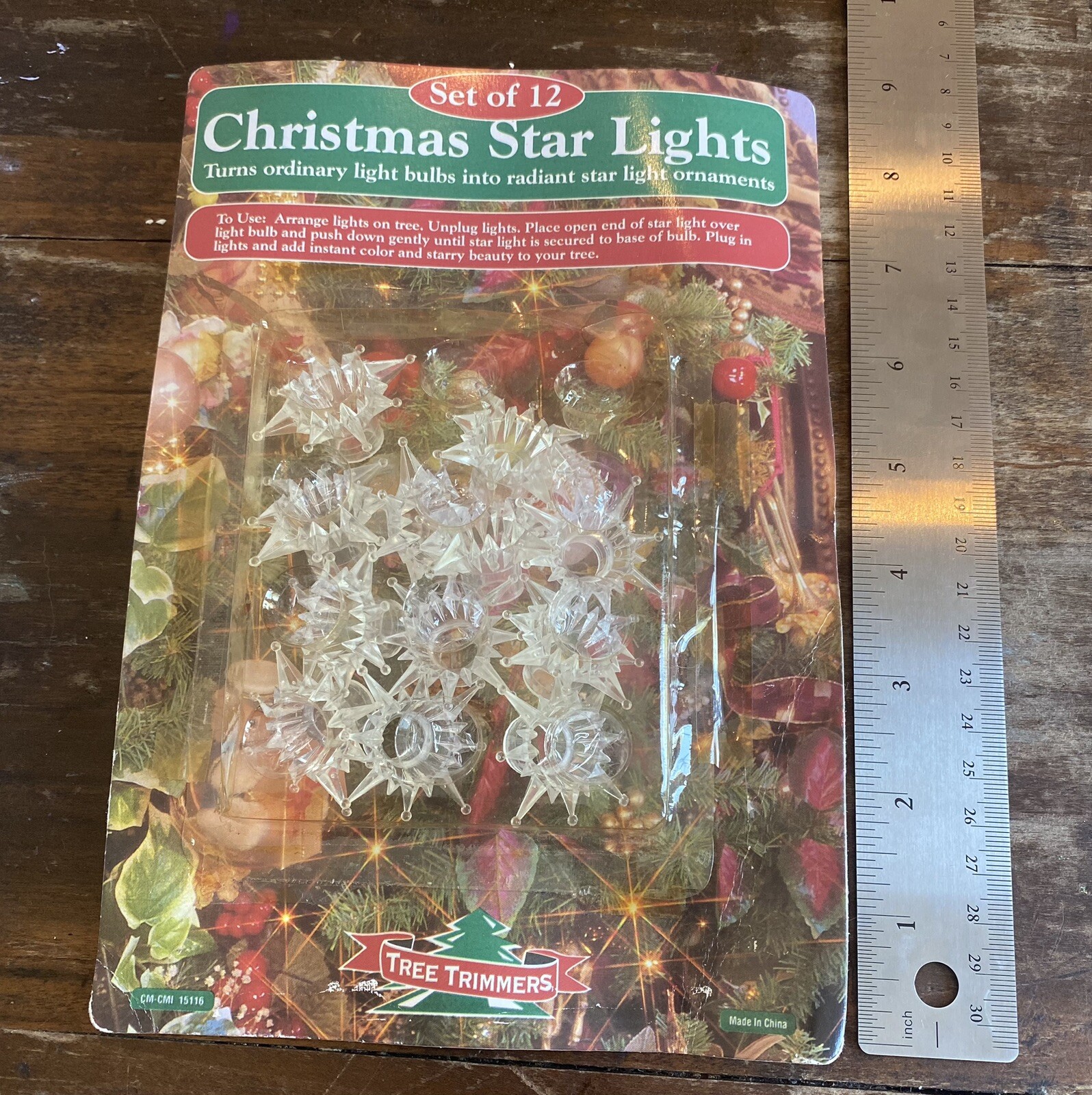 Vtg Christmas Star Light Covers Reflectors Clear New Old Stock Sealed