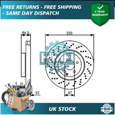 Fits Mercedes S-Class 2005-2013 + Other Models HMH Front Brake Disc