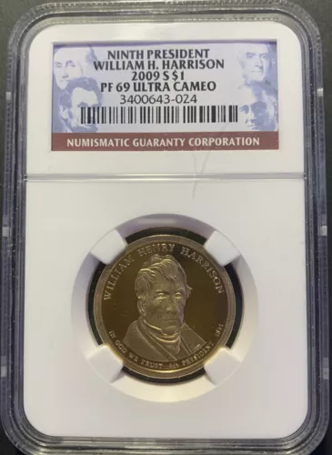 2009-S $1 NGC PF 69 UCAM William H Harrison dollar