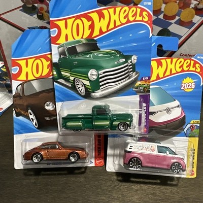 Hot Wheels Green LA Troca 96 Porsche carrera, vw ID buzz bomb