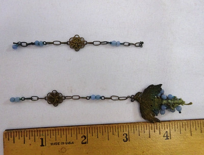 ANTIQUE JEWELRY PIECES 12K GOLD FILLED w PALE BLUE BALLS BROKEN PENDANT