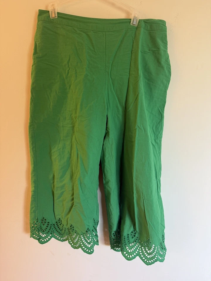 Broadway Crop Top Con Conjunto de Pantalón Ojales Dobladillo Forrado Kelly Verde Espalda Borde de Botones L Foto 2 de 4