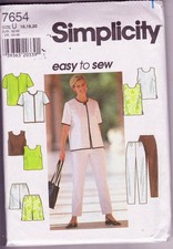 7654 SIMPLICITY - JACKET TOP PANTS SHORTS - Sz 16/18/20