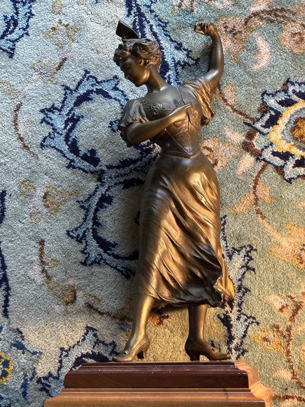 20th Century Goldscheider Foundry Bronze Statue “Carmencita”