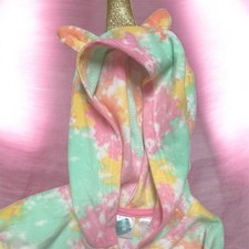 Unicorn One Piece Girls Pajamas Med 7/8 extremely me Hooded Tie Dye Zip